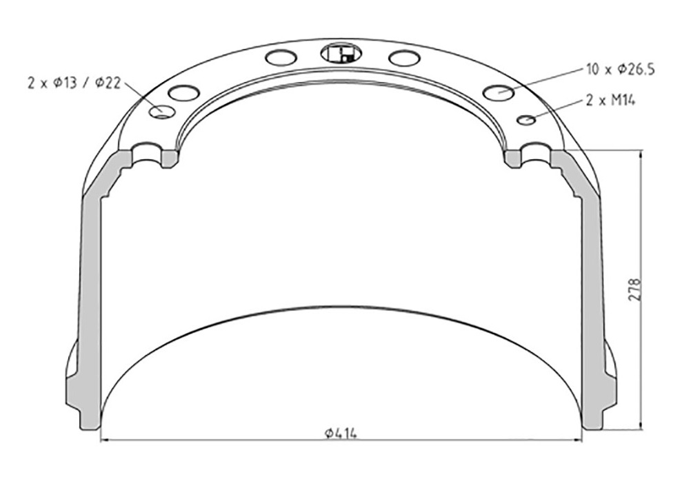 Buben brzdový 414x278 ZN RVI Kerax, Magnum AE, Premium TP/PR, Puncher