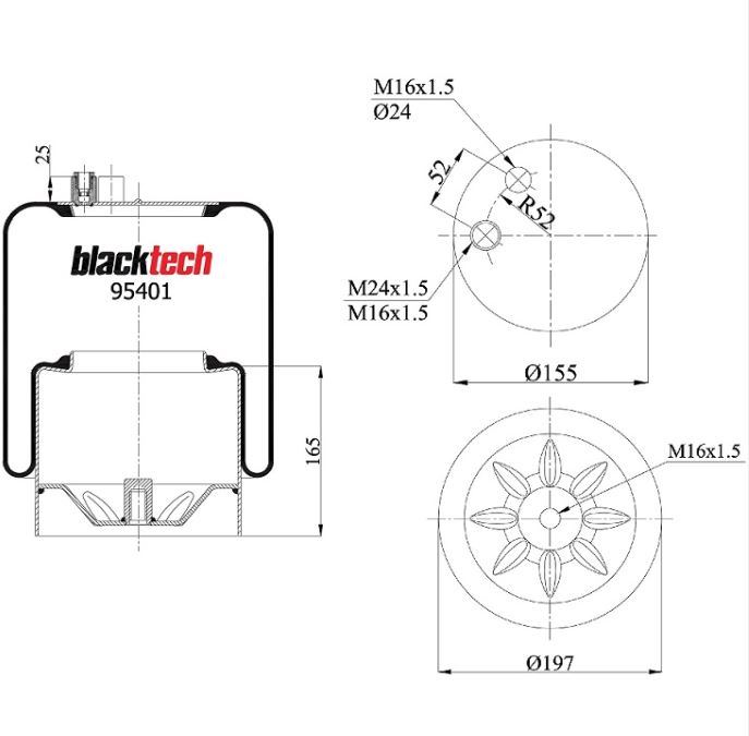 Vlnovec pérování kompletní - železný zvon MERCEDES Actros, Axor od 04.1996