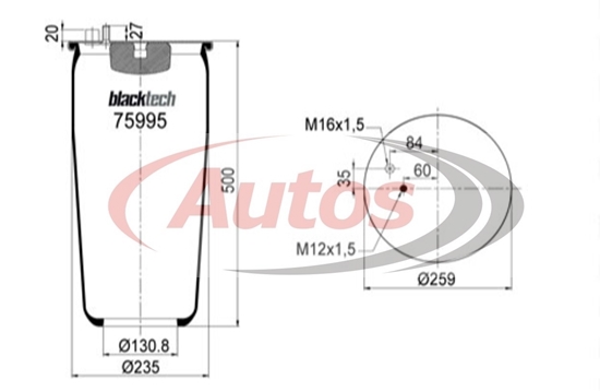 Vlnovec pérování RML75995 bez zvonu MAN TGA,TGM,TGS, TGX, 