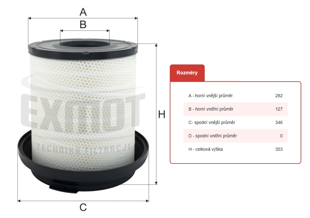 Filtr vzduchu WPO-522 MERCEDES Atego, Atego 2/3, Axor, Axor 2, Econic OM900.911-OM936.910