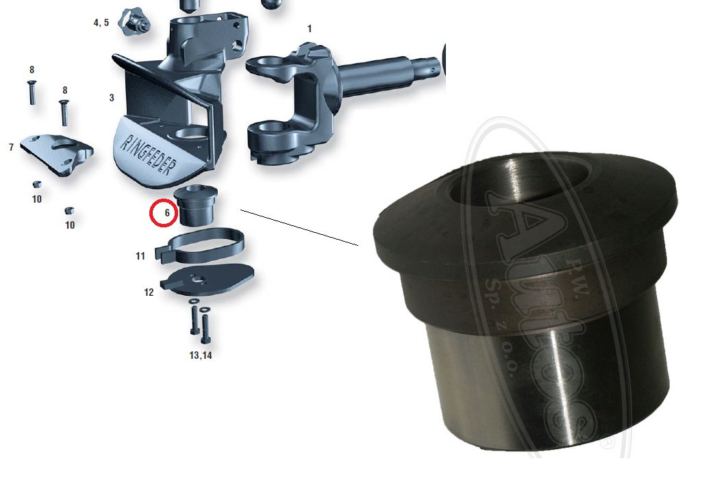 Pouzdro spodní závěsu RINGFEDER typ-96AUS ,80/81/92