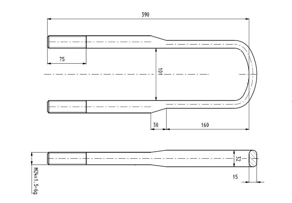 Třmen pera 100/24x1,5/390 ZN IVECO, RVI Kerax
