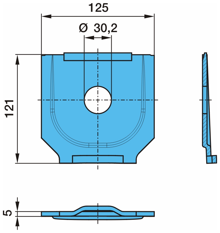 Podložka vymezovací pera 121x125x5 s otvorem BPW