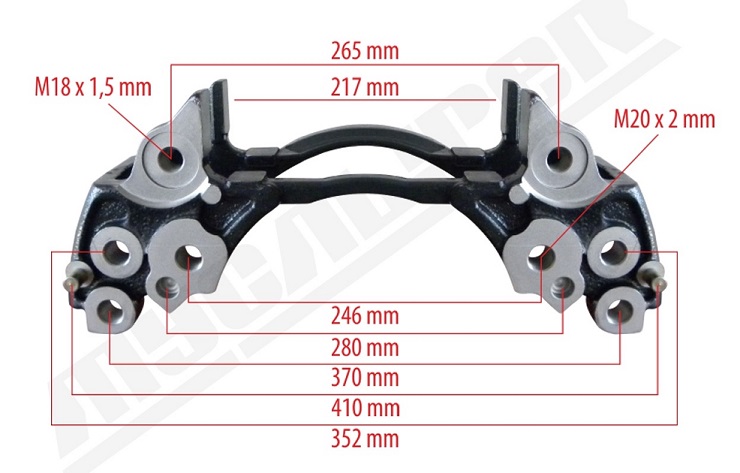Držák brzdového třmenu L/P MERITOR MCK1319 VOLVO FH16, RVI Magnum DXi