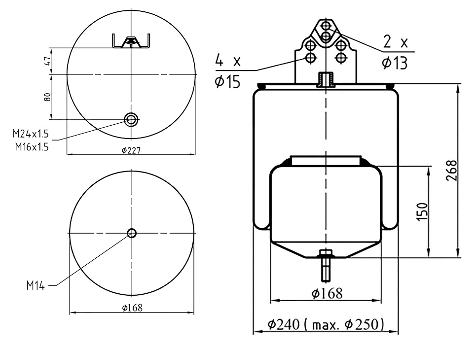 Vlnovec pérování kompletní - železný zvon ZN L/P VOLVO FH12 Euro 6 od 10.2017