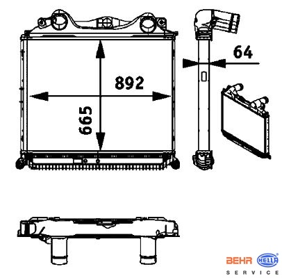 Chladič vzduchu 892x665x64 Intercooler MAN TGA D 2066 LF 01/02/03/04/11