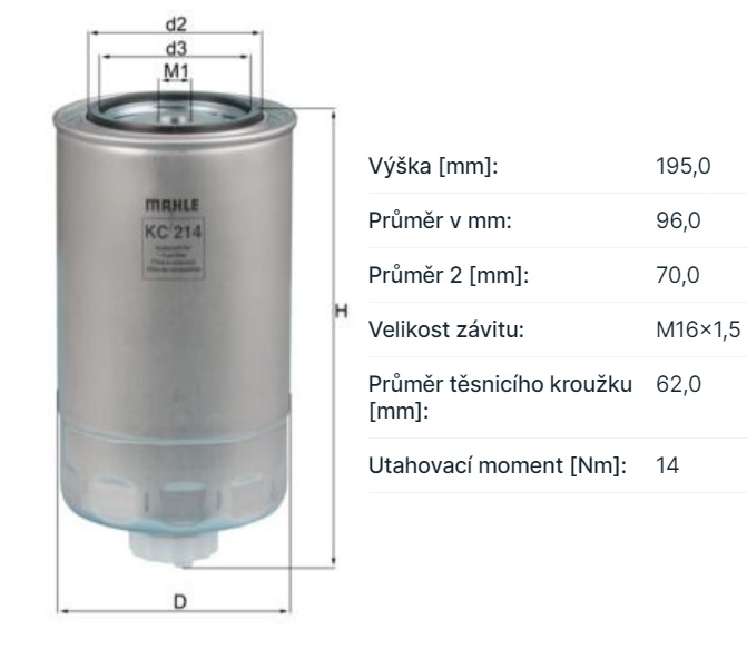 Filtr paliva s odlučovačem ASTRA HD/ADT/RD// CASE// CLAAS// IVECO E.Cargo II 06-08 Tector