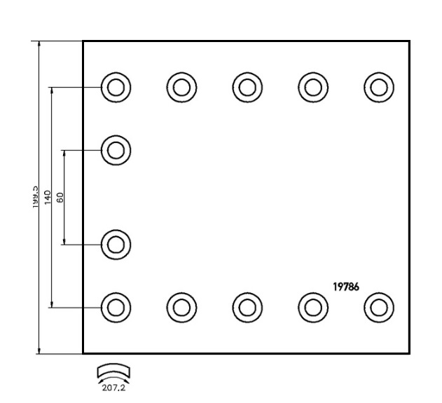 Obložení brzdové 19786.0 Textar 200x410 IVECO, VAN HOOL