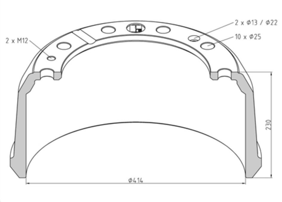 Buben brzdový 414x230 ZN RVI Magnum E.Tech, Premium, Magnum AE, Kerax, Major-R
