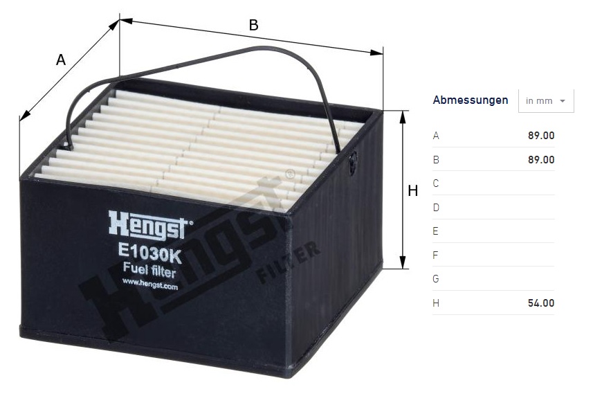 Filtr paliva E1030K s odlučovačem MAN TGA, F2000, M2000