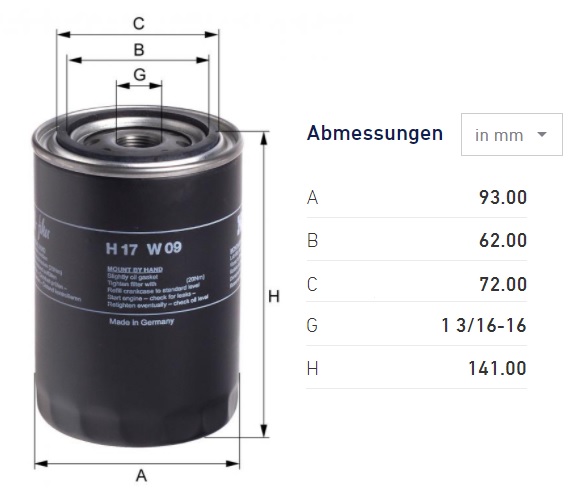 Filtr oleje JOHN DEER 3029, UNC, KOMATSU,  ZETOR 7701.14, BOBCAT, CATERPILLAR