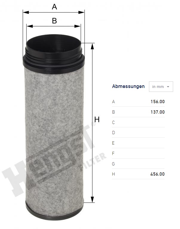 Filtr vzduchu sekundární MAN TGA,TGS, TGX,  IRISBUS Crossway, KRONE, LIEBHERR