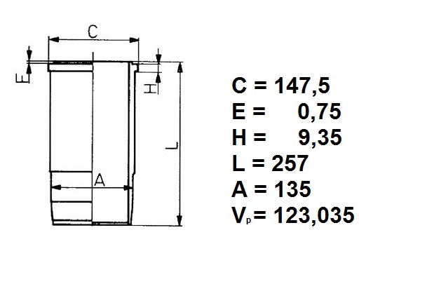 Vložka válce 123mm s kroužky RVI Premium MIDR06.23.56 A3/A41/B41 od 2000