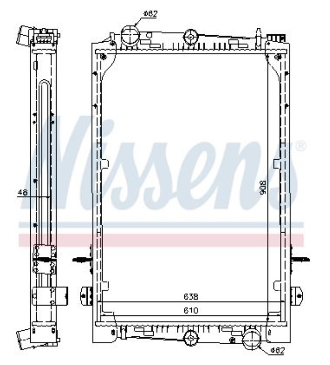Chladič vody 908x610x48 s rámem DAF 85CF do 2000