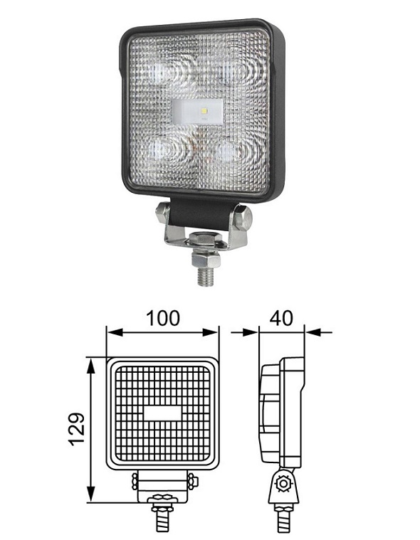 Světlomet pracovní 12V/24V 129x100x40 5 LED 800lm, kabel 0,8m