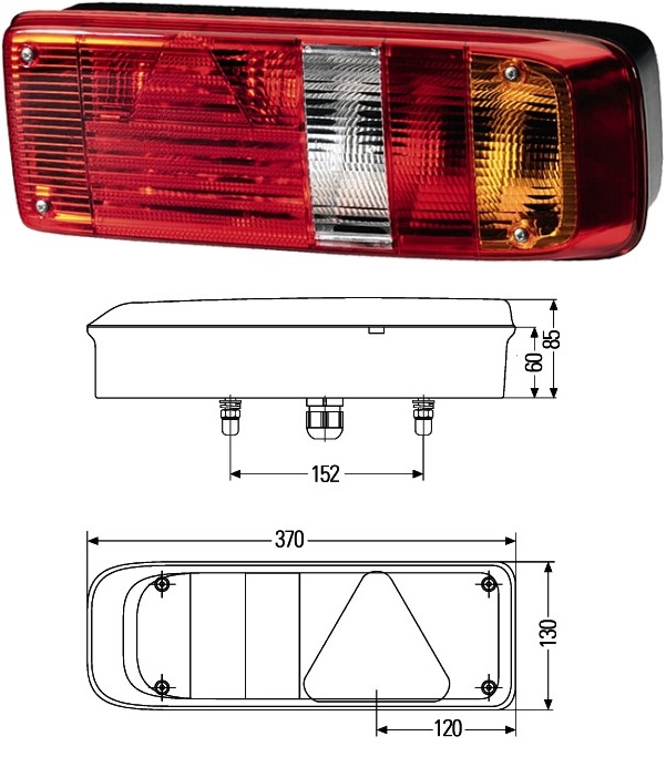 Svítilna zadní 5-dílná /R10W/P21W/ P EASYCONN s trojúhelníkem 