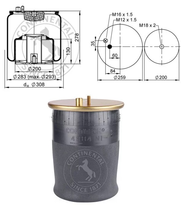 Vlnovec pérování kompletní - železný zvon ZN MAN TGA od 2000, TGM od 2005, TGX/TGS od 2007