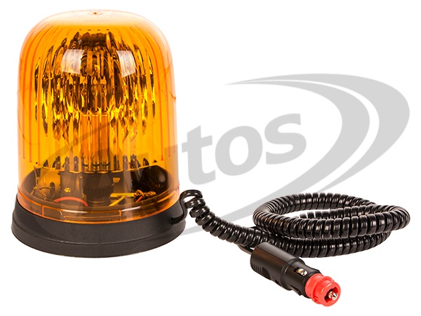 Maják výstražný rotační 24V/70W H1 oranžový, magnetický s kabelem 