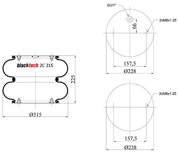 Vlnovec zvedání nápravy 2C 315-225 P03 ZN  MAN, SCHMITZ, BPW