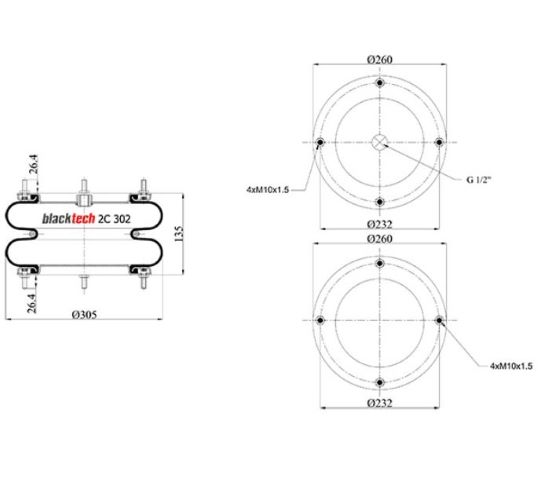 Vlnovec pérování 2C302-135P02 zvedací SMB