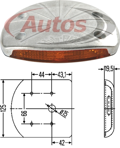 Svítilna výstražná plošiny zadního čela 125x19,5 W5W oranžová