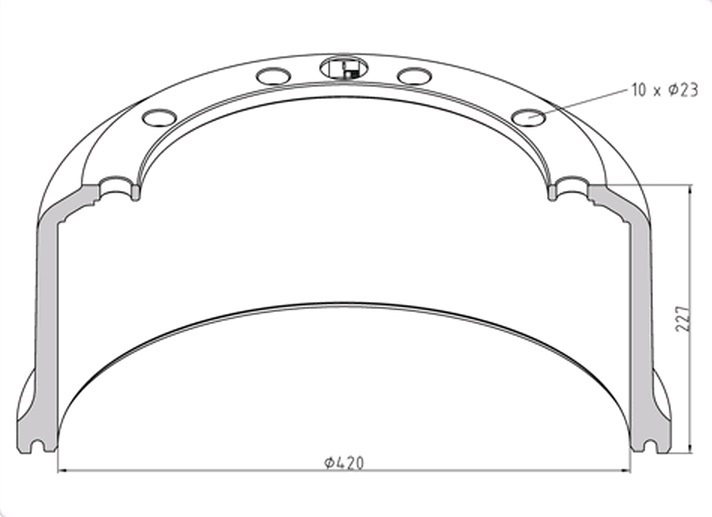 Buben brzdový 420x227 SAF SK RLS, SK RS, SK RS INTRAAX, SKRS 9042