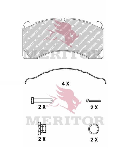 Deska brzdová 29124 Meritor 205x102x27 ROR typ-LM, MERITOR DX 195-MA