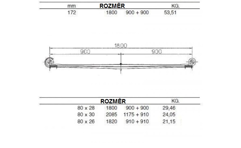 Pero listové 900/900 2 listy PN DAF CF75, CF85, XF105, XF95