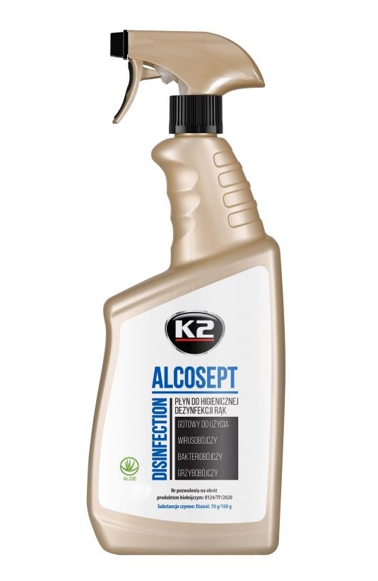 Přípravek na dezinfekci rukou s rozprašovačem K2 ALCOSEPT, 700 ml