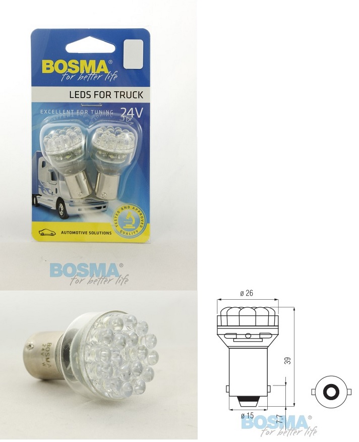 Žárovka 24V/21W 24xLED BA15S 6000K - sada 2 ks