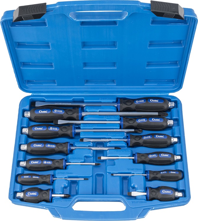 Sada úderových šroubováků 12 ks /PH0/1/2/2/3/4, ploché 3,2/5/6/6/8/9,5