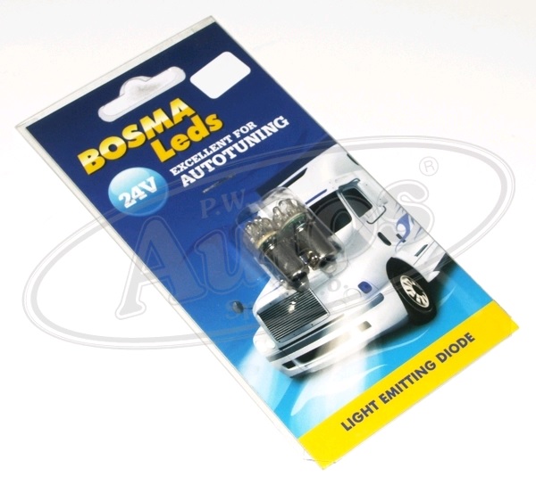 Žárovka s paticí 24V/4W Ba9s 4xLED dioda BOSMA - sada 2 ks