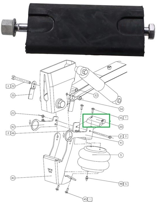 Doraz pryžový 65,5x130x24 ZN MERCEDES DCA Weightmaster, Megamaster TE5/8, TE4/8, TZ5/8