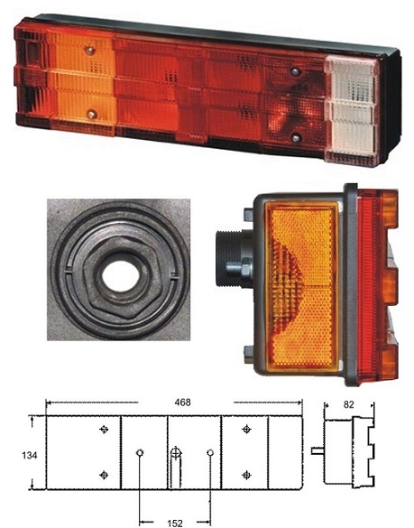 Svítilna zadní 6-dílná s osvětlením SPZ L MERCEDES Atego, Sprinter