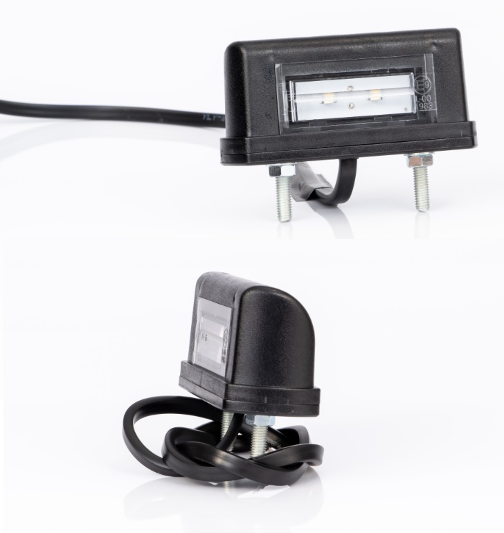 Osvětlení SPZ boční 12V/24V 2xLED, černé, kabel 0,25m