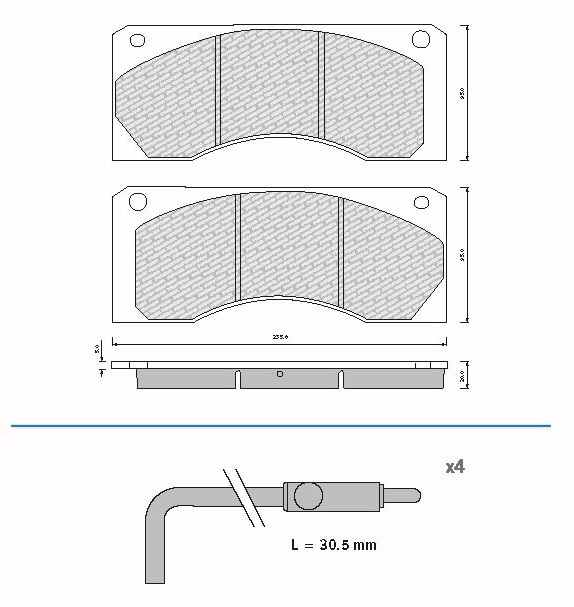 Deska brzdová 29044 Fomar 236x95x20 RVI FR1, FR od 1993, Iliade BUS
