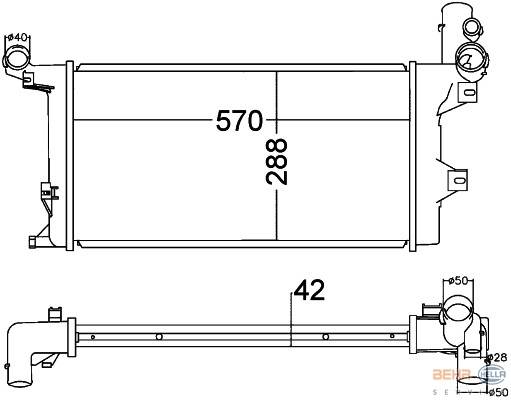 Chladič vody 573x288x42 zadní MERCEDES Atego OM 900.912-939 od 01.1998 do 10.2004