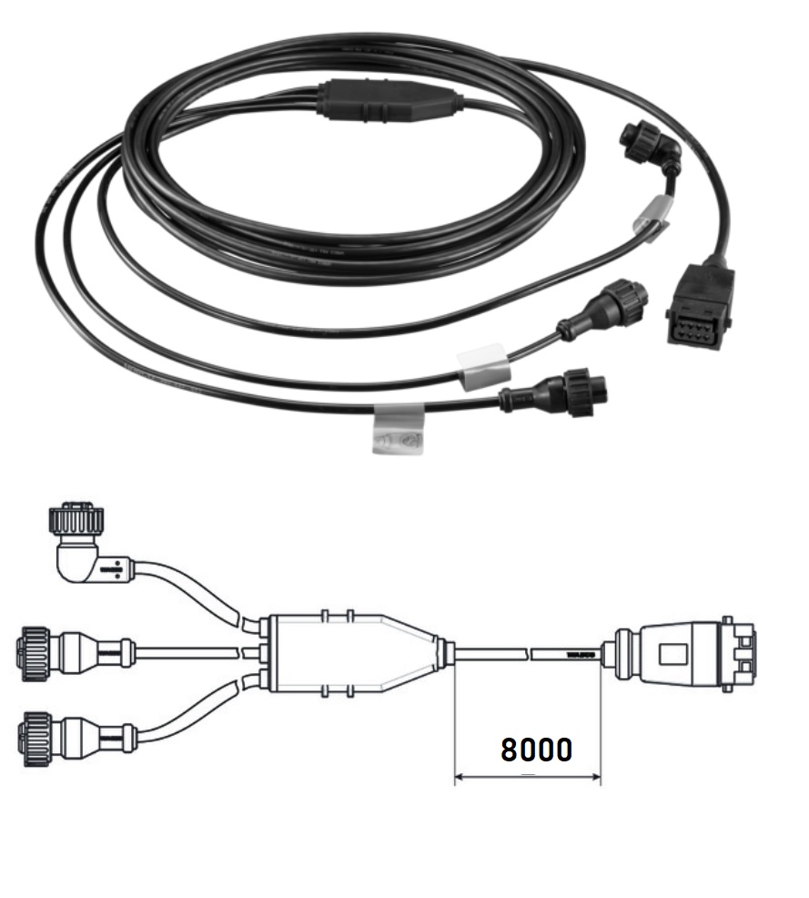 Kabel konektoru EBS 8,0m 2x bajonet socket ISO 15170-B1-3.1-Sn/K1 1x bajonet socket ISO 15