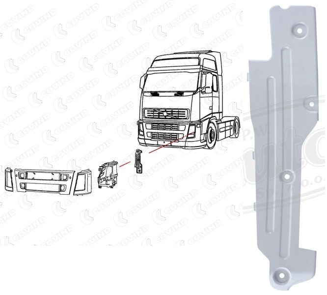 Kryt zadní hlavního světlometu L VOLVO FH12, FH16 2aS, FM7, FM10, FM12