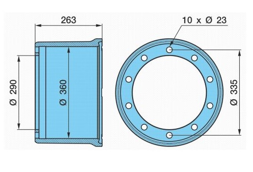 Buben brzdový 360x263 BPW KHS 9010/13 11010/13 SN 36