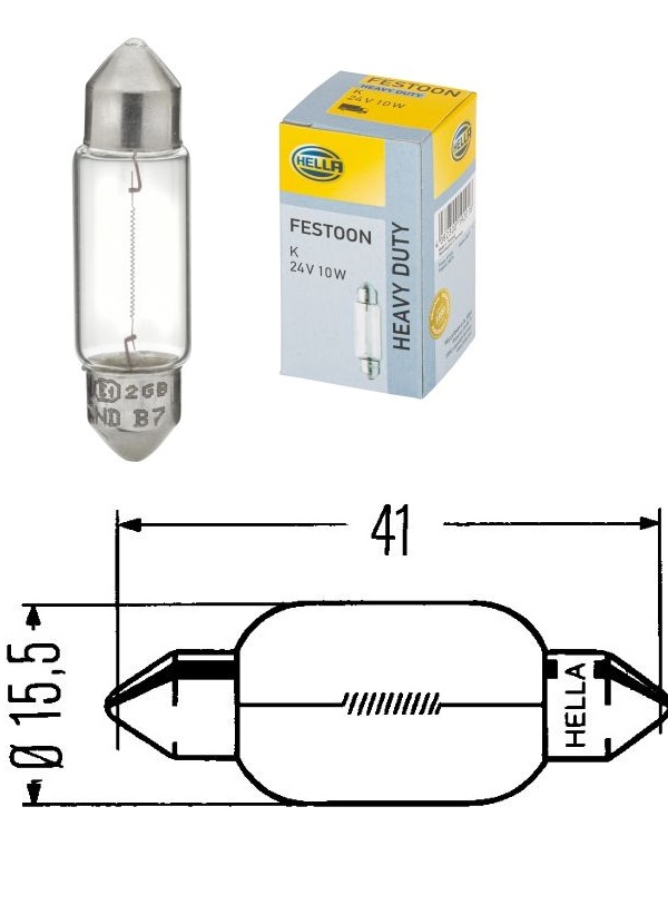 Žárovka sufit 24V/10W SV8,5 11x41 HELLA