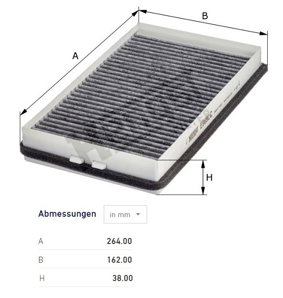 Filtr vzduchu kabiny s aktivním uhlím DAF 85CF, XF95, TATRA Phoenix