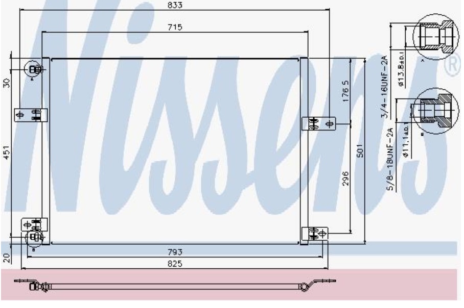 Chladič klimatizace 715x501x22 RVI Magnum 420/430/470/390 E.Tech  400/440/480