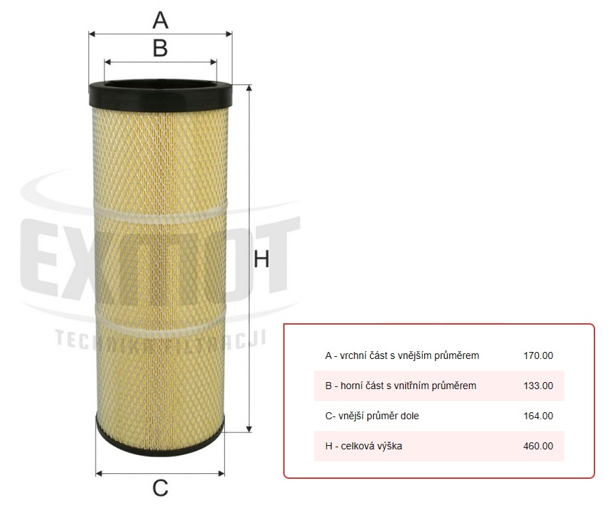 Filtr vzduchu sekundární WPO-532 MAN F2000, F90, STEYR