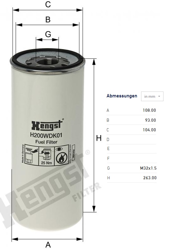 Filtr paliva RVI Magnum DXi, Premium 2, Kerax, VOLVO FH12, FH16, FM12, FM9, FMX, FH II