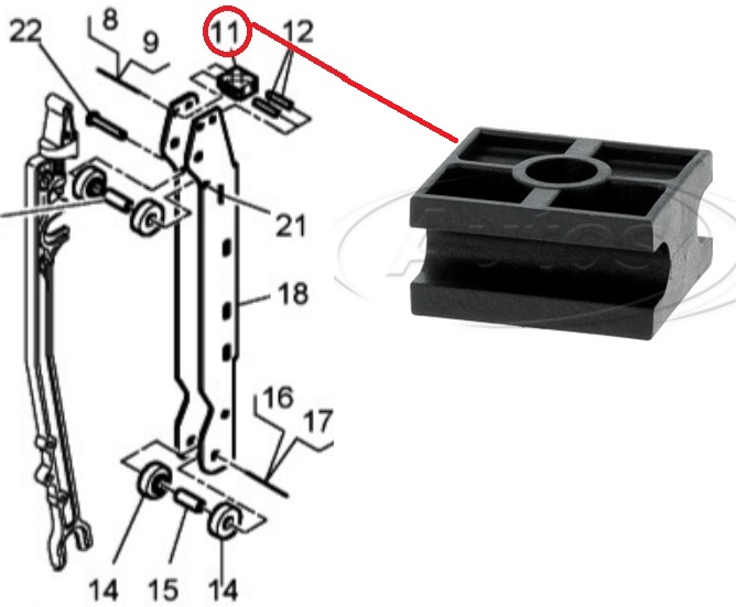 Doraz držáku mezinápravového panelu RVI Magnum DXi12/13, Premium