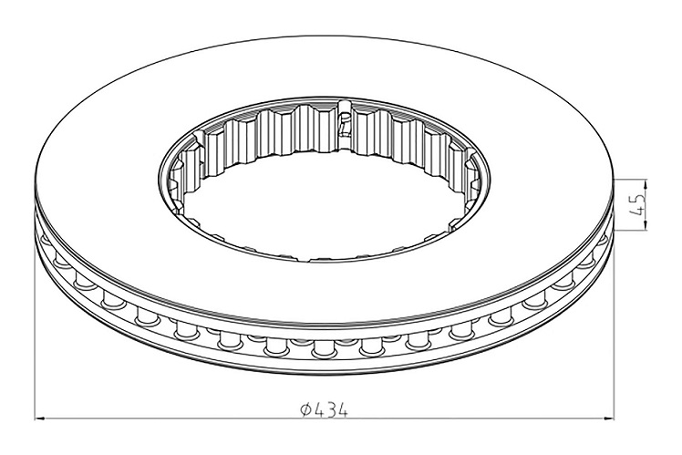 Kotouč brzdový 434x45x45 chlazený PN/ZN RVI Magnum,Premium 2, VOLVO FE240, FM, FH12,FH16