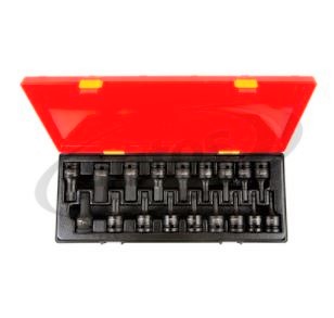 Sada nářadí do vozíku - hlavice nástrčná úderová TORX 1/2" IMBUS T25-T60 , H5-H19 18ks