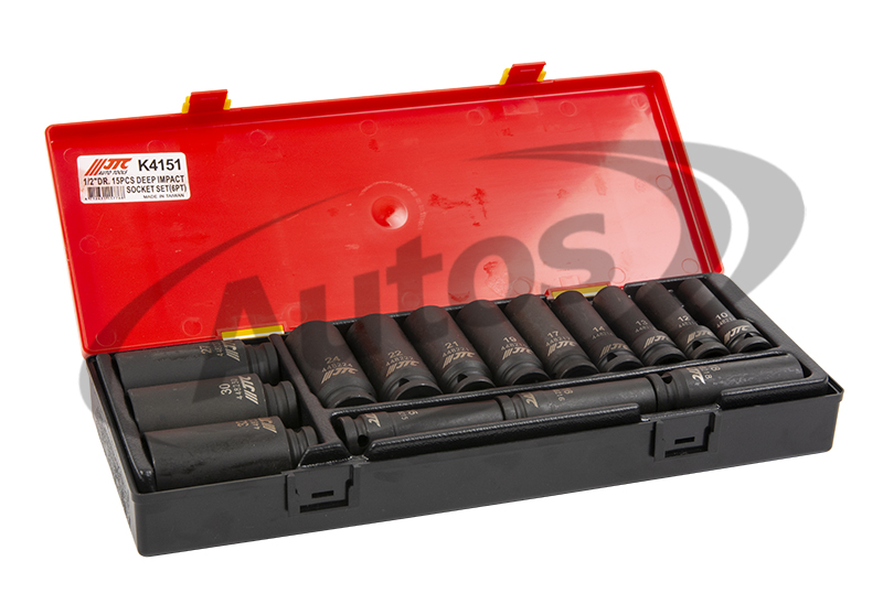 Sada nářadí do vozíku - hlavice nástrčná úderová 1/2" prodloužená 10-32mm