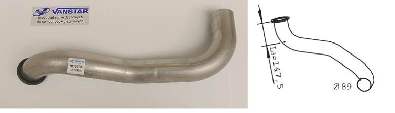 Trubka výfuku přední 148mm DAF LF45, LF55 Euro 3 od 2001